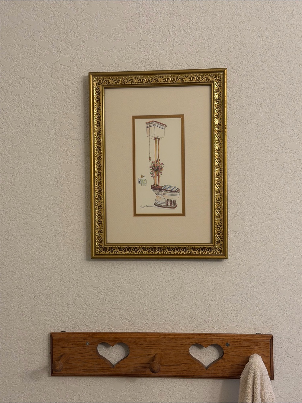 Peggy Abrams framed vintage boudoir art print "Water Closet"